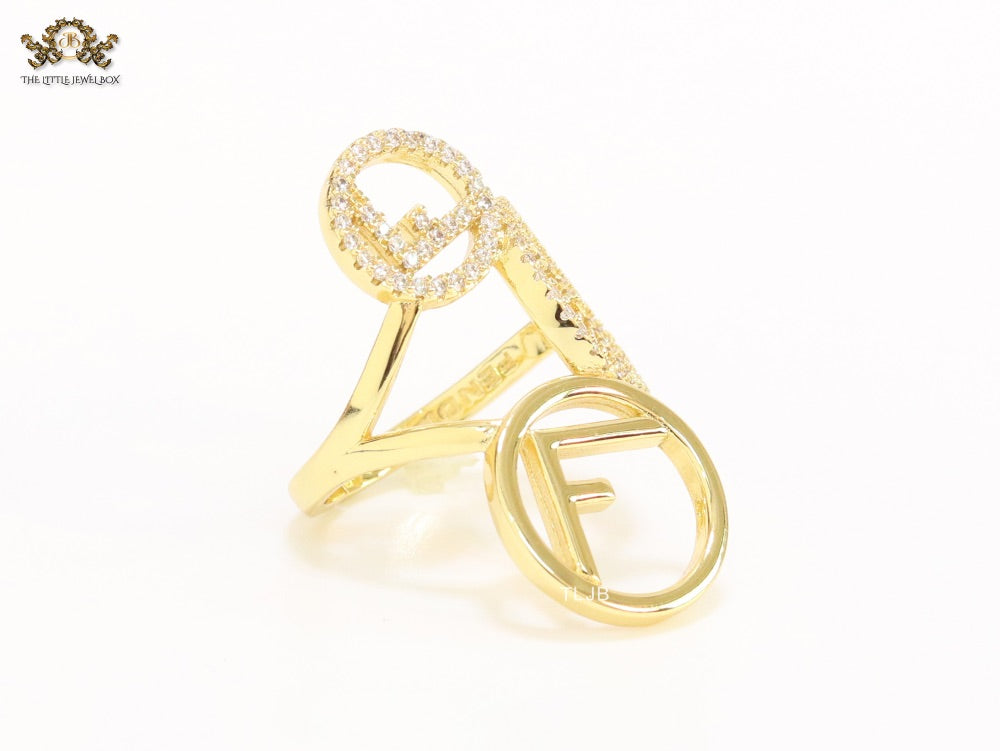 Triple F on a ring with CZ gold plated ring