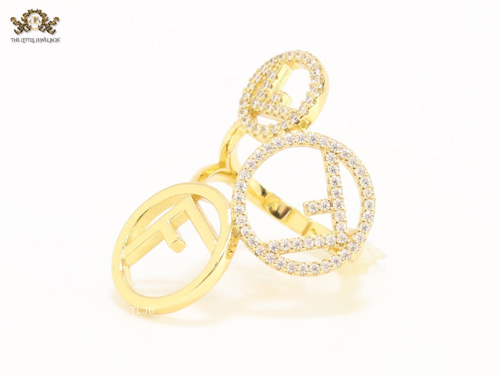Triple F on a ring with CZ gold plated ring