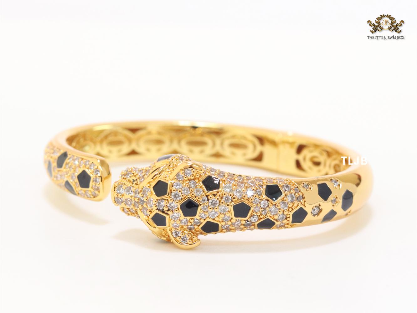 Panther face gold bracelet