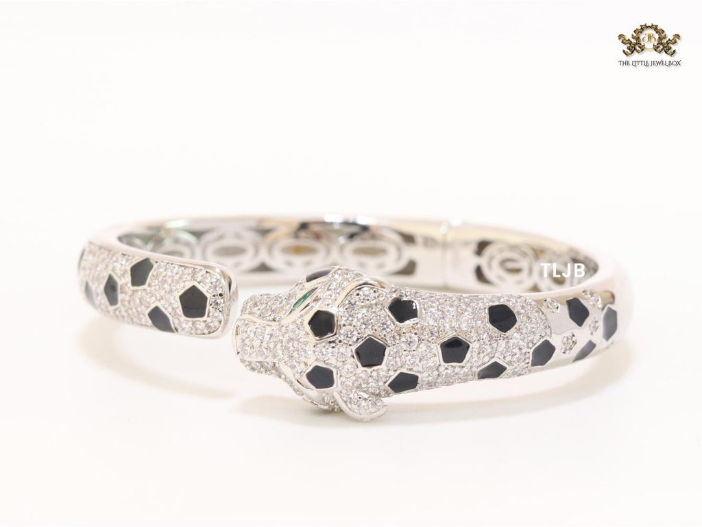 Panther face platinum plated bracelet