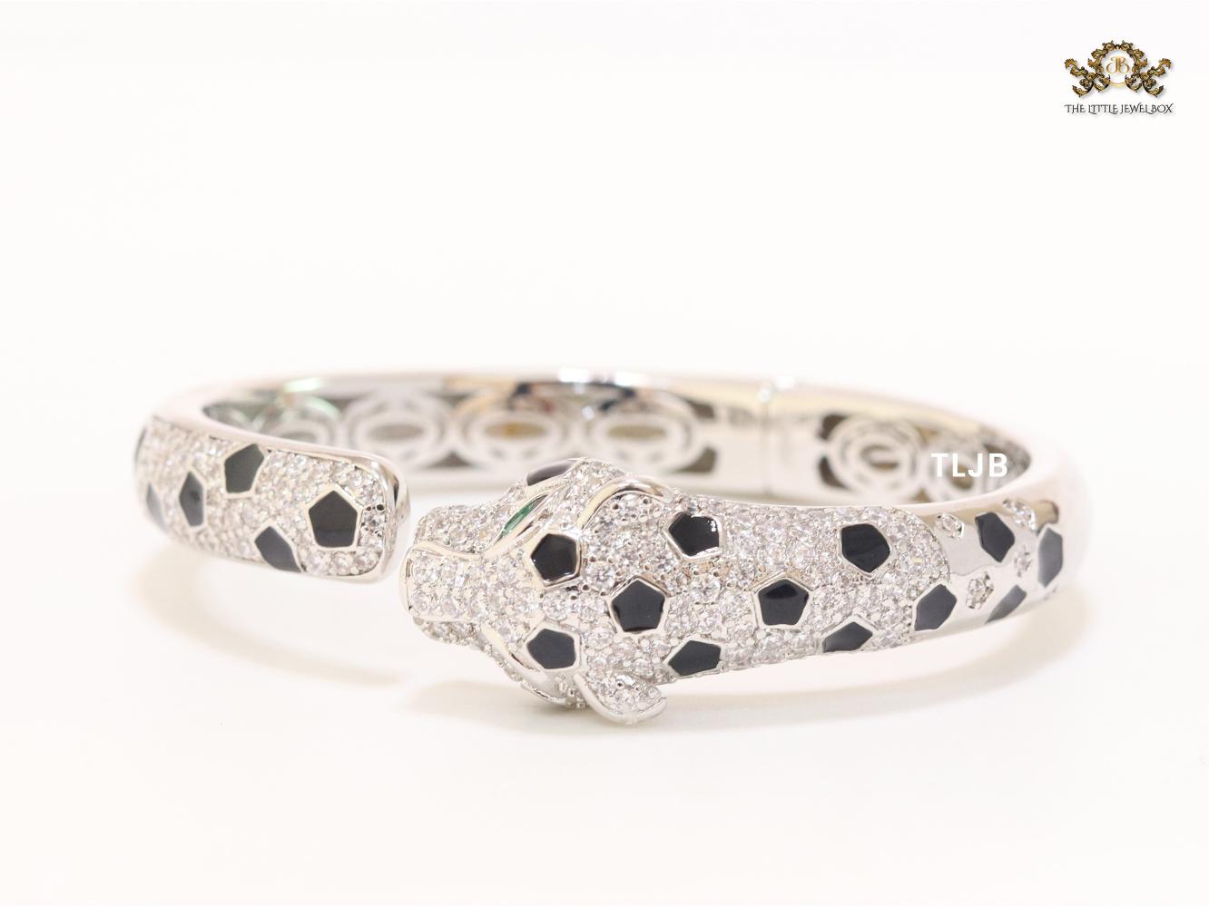 Panther face platinum plated bracelet