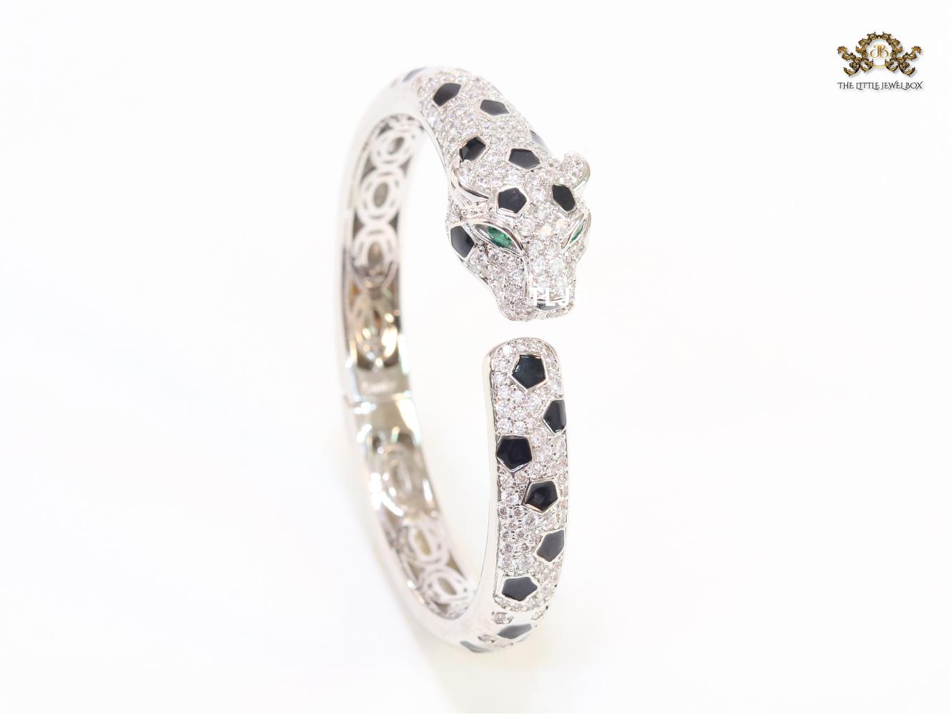 Panther face platinum plated bracelet