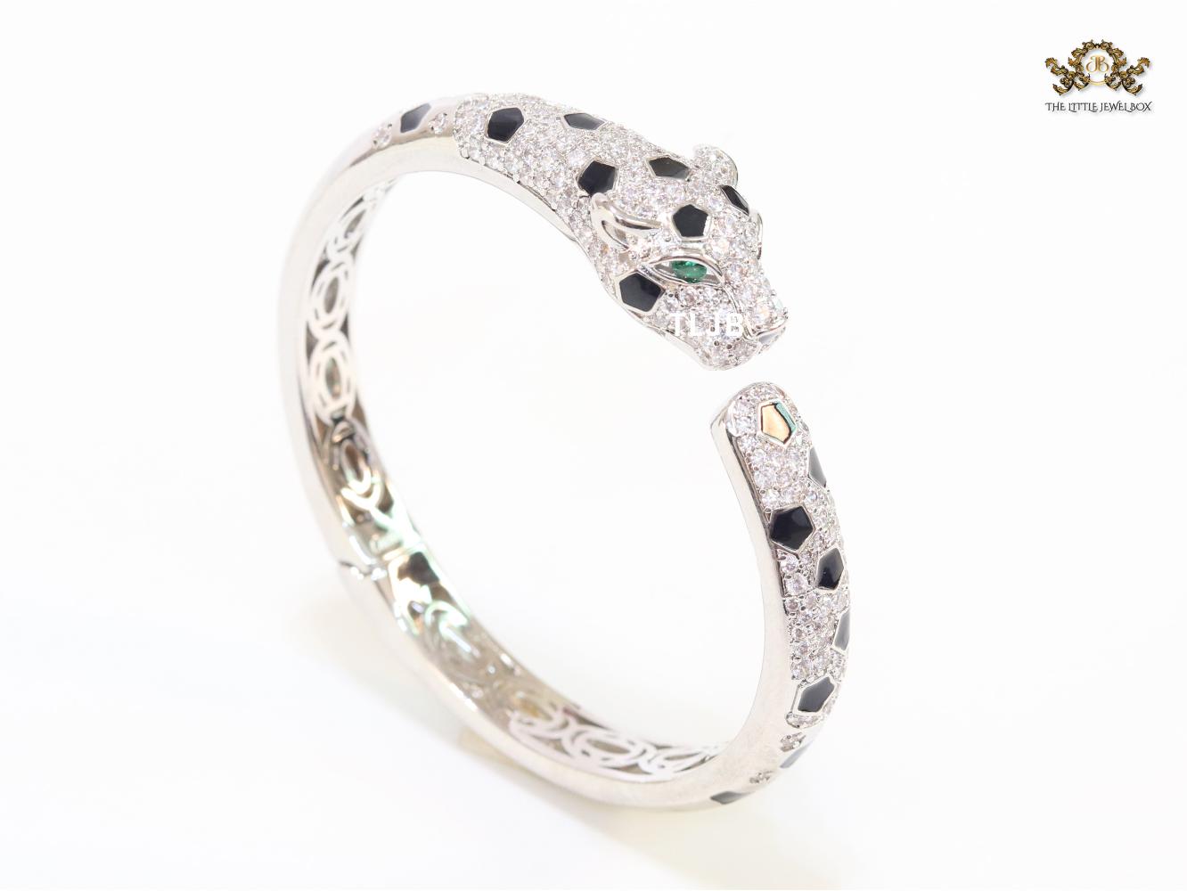 Panther face platinum plated bracelet