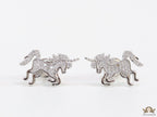 Unicorn cz stud earrings in platinum 15mm