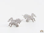 Unicorn cz stud earrings in platinum 15mm