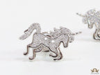 Unicorn cz stud earrings in platinum 15mm