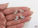 Unicorn cz stud earrings in platinum 15mm