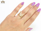 3 layer alphabet V cz band ring