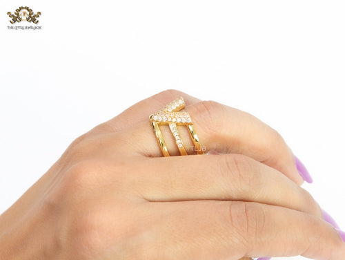 3 layer alphabet V cz band ring