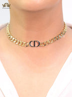 Alphabet CD choker with black enamel