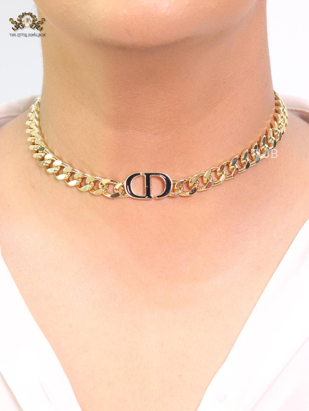 Alphabet CD choker with black enamel