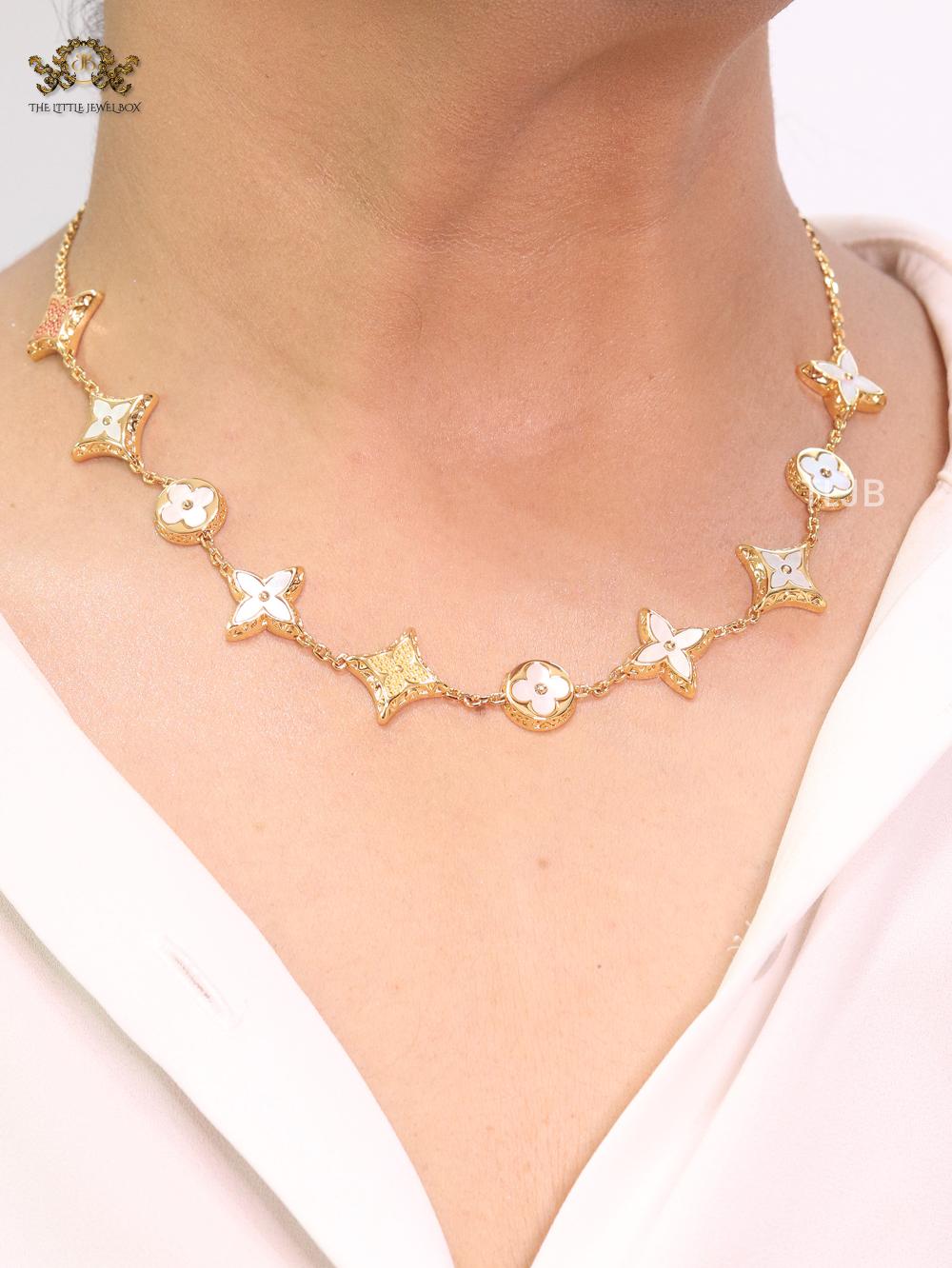 Alphabet L & V MOP white necklace