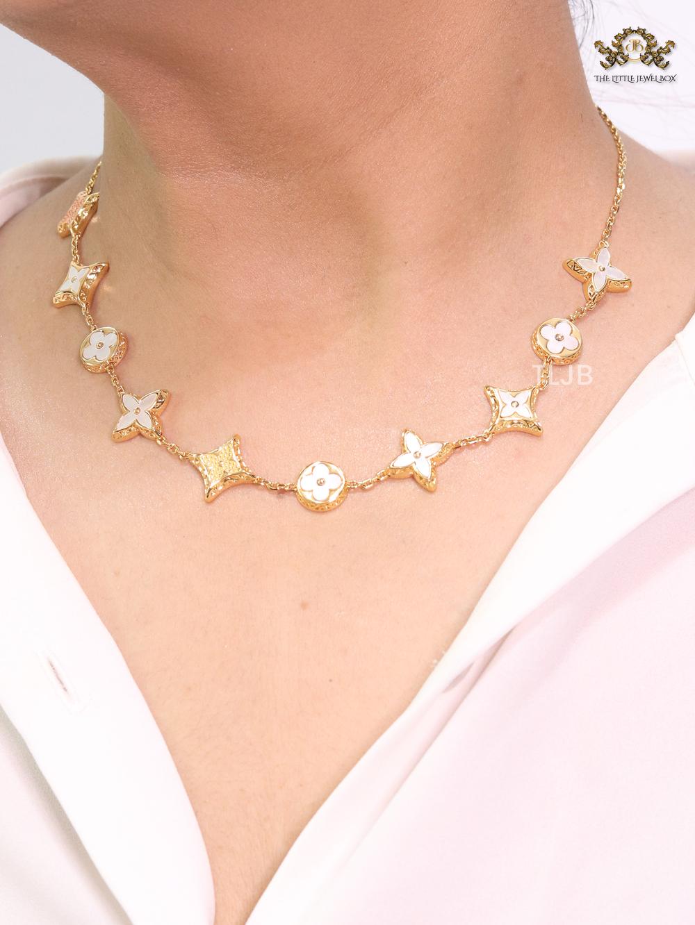 Alphabet L & V MOP white necklace