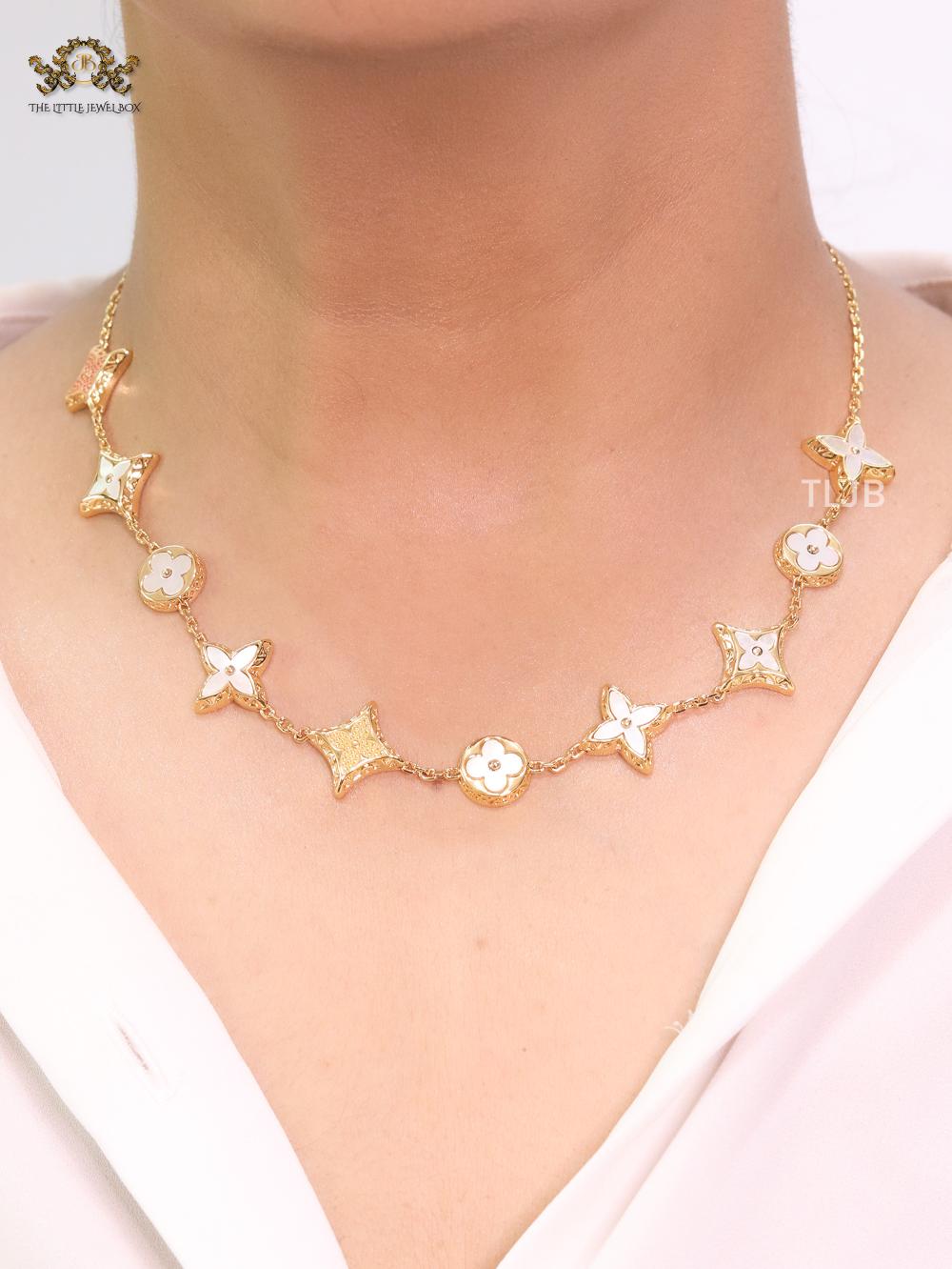 Alphabet L & V MOP white necklace