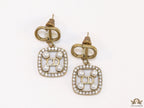 Antique gold plated alphabet motif studs with cubic zirconia stones, white pearl and alphabets