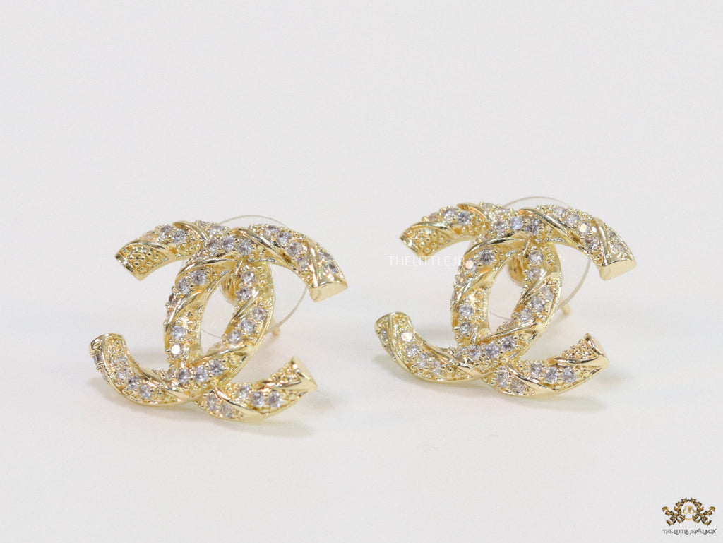 Gold plated double C studs with cz