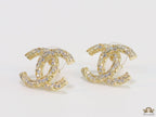 Gold plated double C studs with cz
