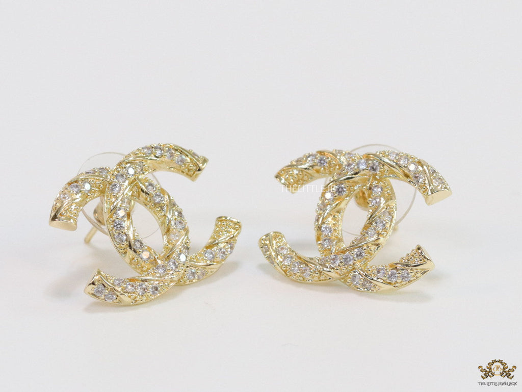 Gold plated double C studs with cz