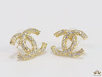 Gold plated double C studs with cz