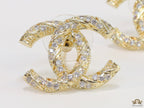 Gold plated double C studs with cz