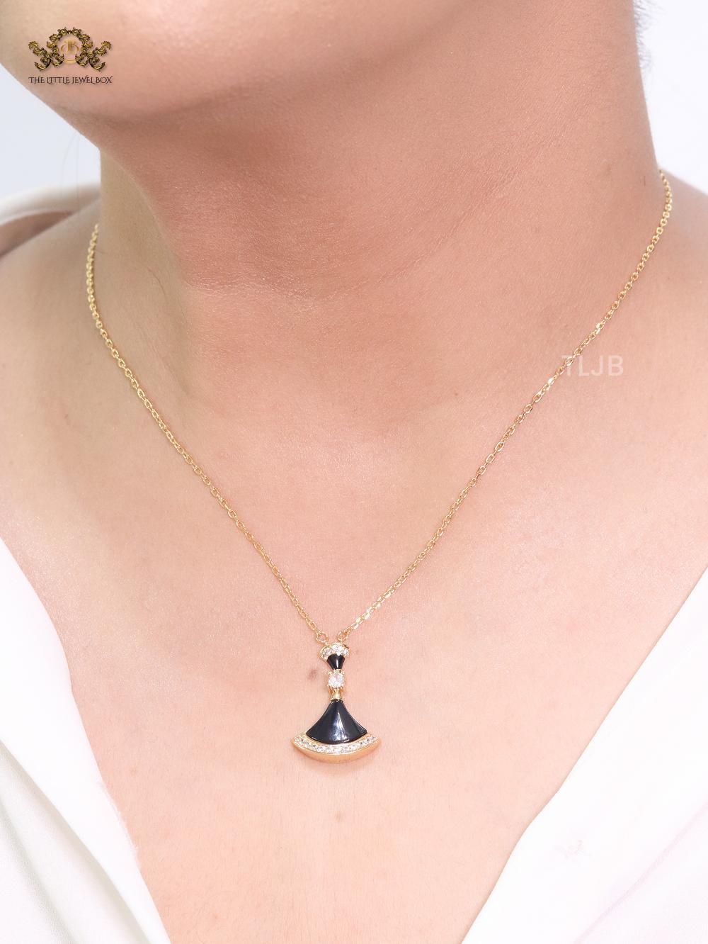 Black Enamel Drop Pendant