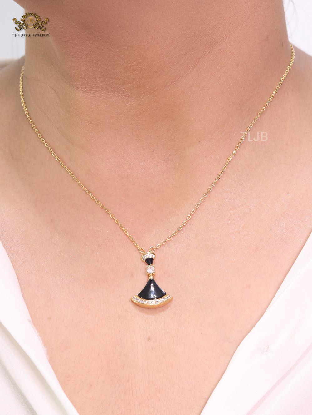 Black Enamel Drop Pendant