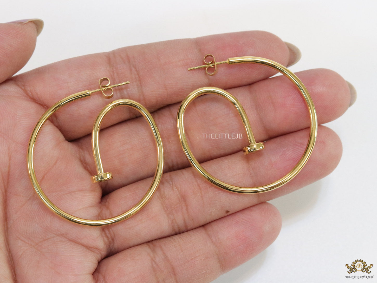 Gold plated Nail Hoop earrings