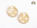 Alphabet T CZ and gold hoops