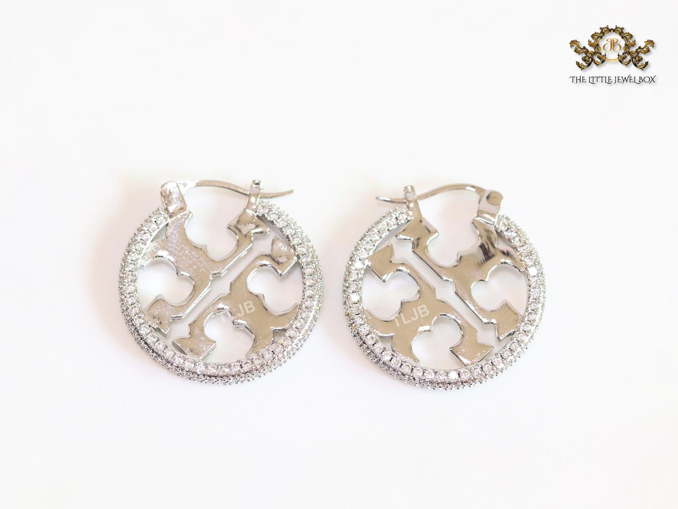 Alphabet T Cz and platinum hoops