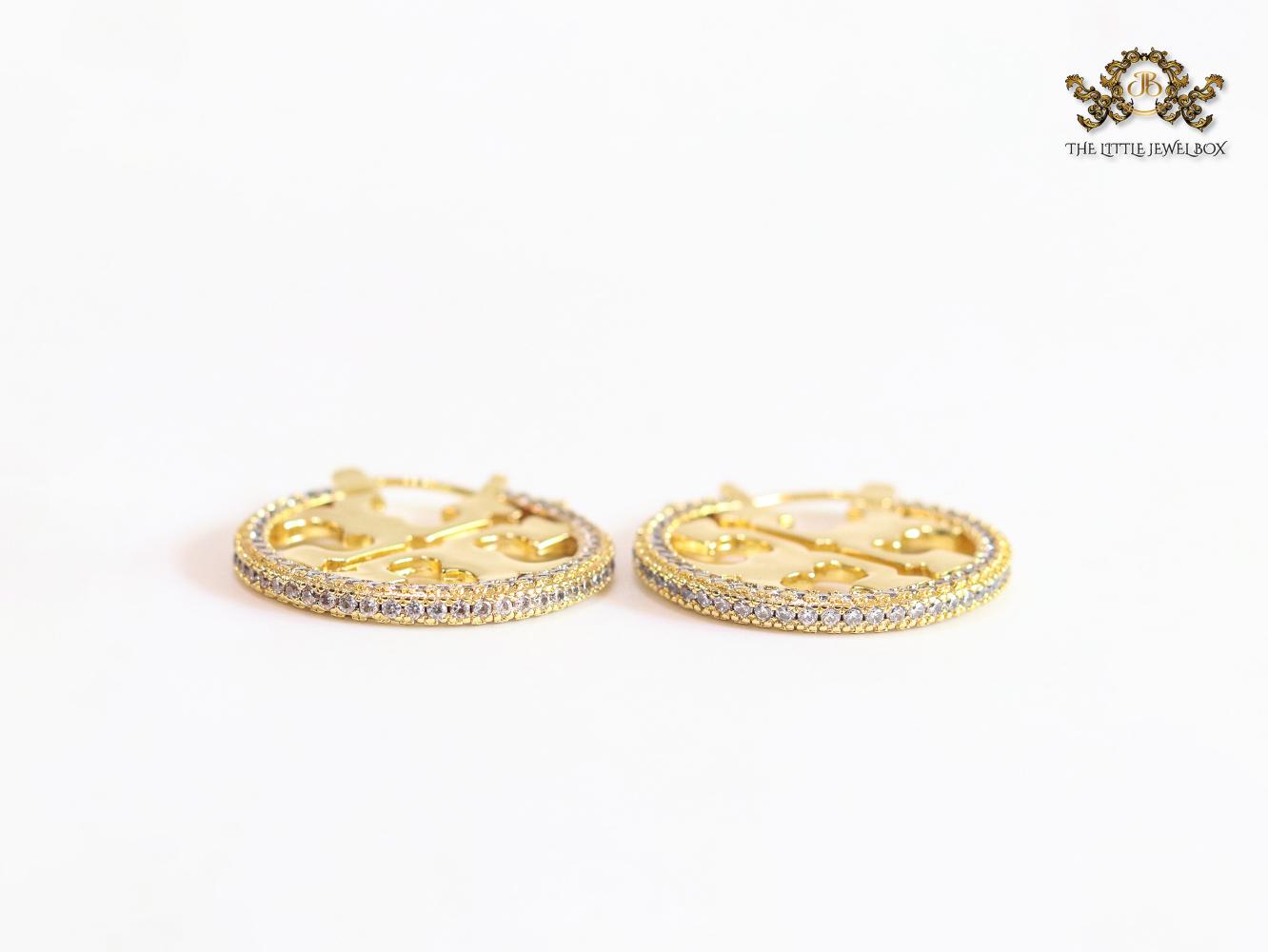 Alphabet T CZ and gold hoops