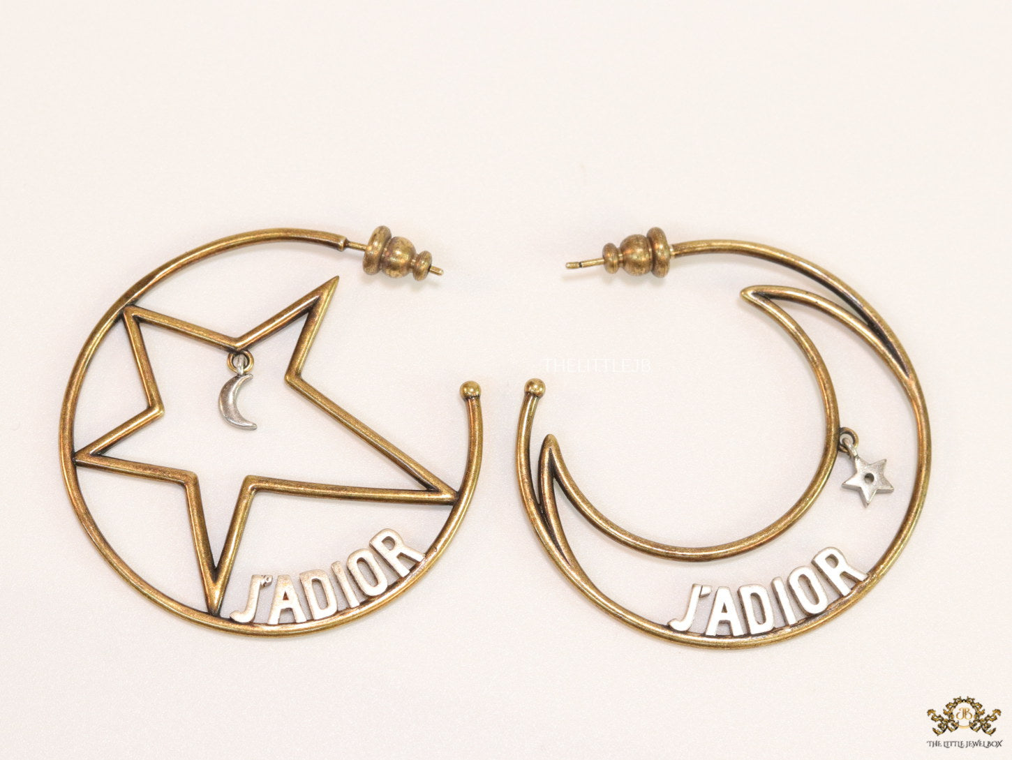 Golden star and moon hoops with alphabets