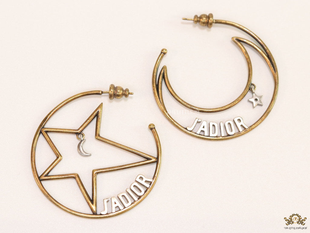 Golden star and moon hoops with alphabets