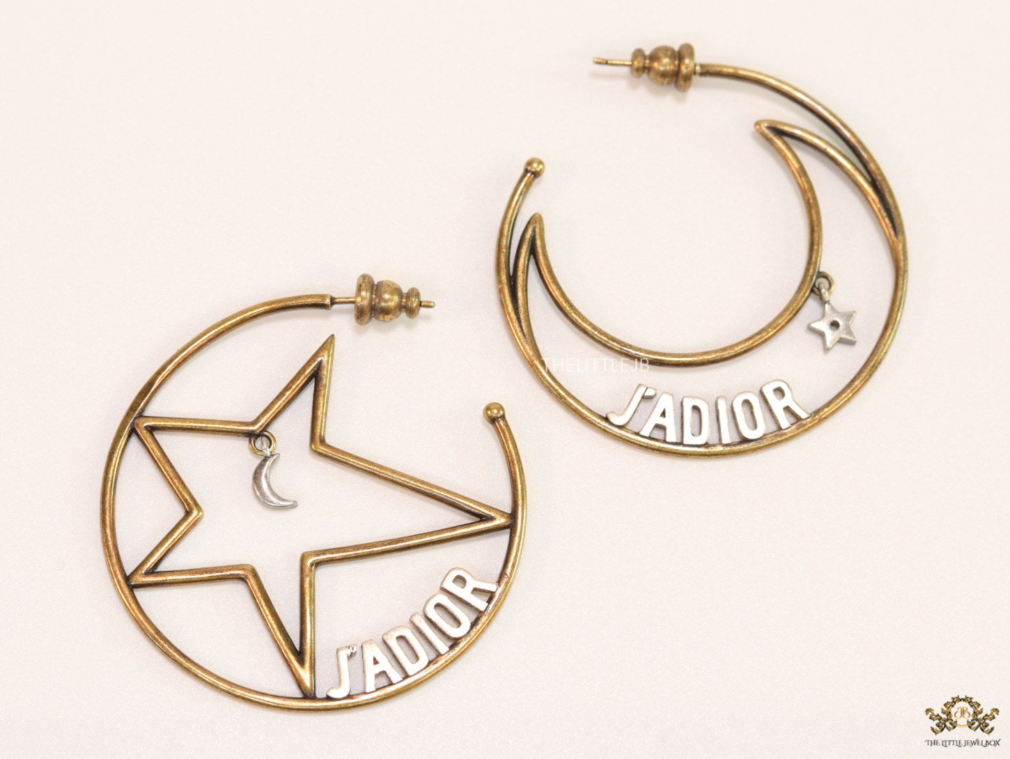 Golden star and moon hoops with alphabets