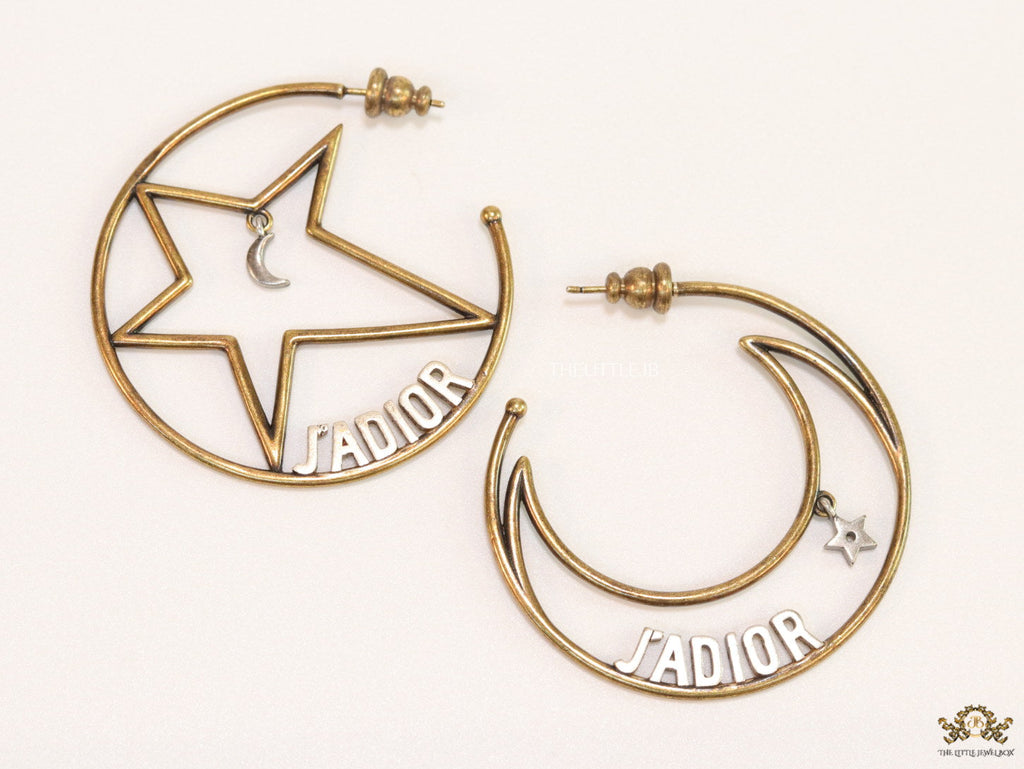 Golden star and moon hoops with alphabets