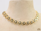 Gold plated Medusa motif on black circles necklace