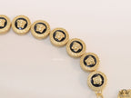 Gold plated Medusa motif on black circles necklace