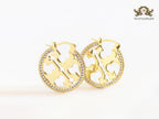 Alphabet T CZ and gold hoops