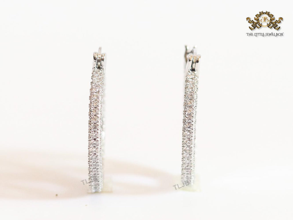 Alphabet T Cz and platinum hoops