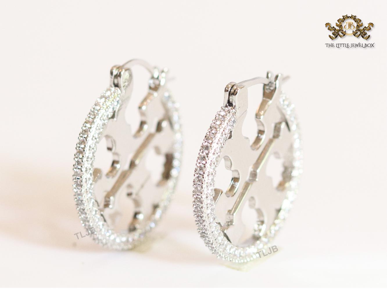 Alphabet T Cz and platinum hoops