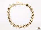 Gold plated Medusa motif on black circles necklace