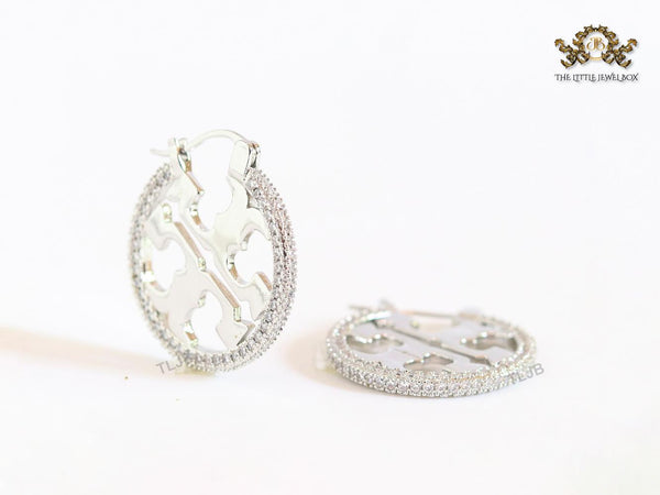 Alphabet T Cz and platinum hoops