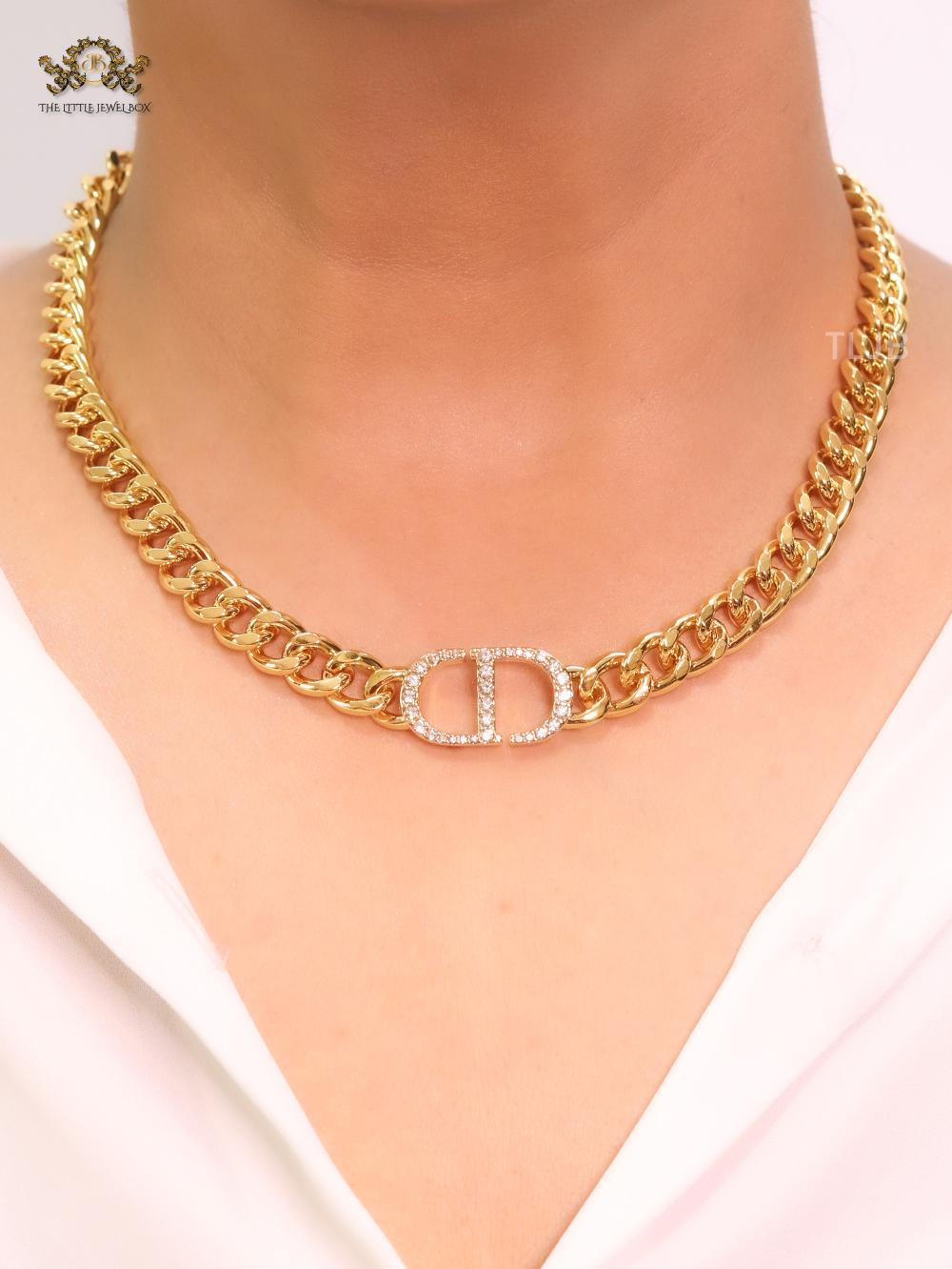Alphabet CD cz pendant 15 mm with Link Chain