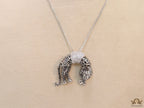 Platinum plated resting leopard pendant with cubic zirconia and Platinum chain