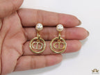 Golden alphabet earrings with pearl tops