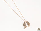 Antique rose  gold resting plated leopard pendant with cubic zirconia and rose golden chain