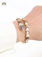 snake black and gold bracelet with cz