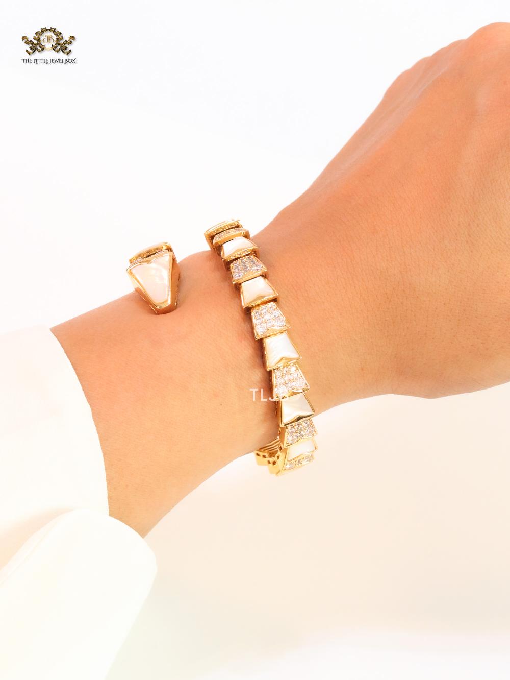 snake gold and cz bracelet