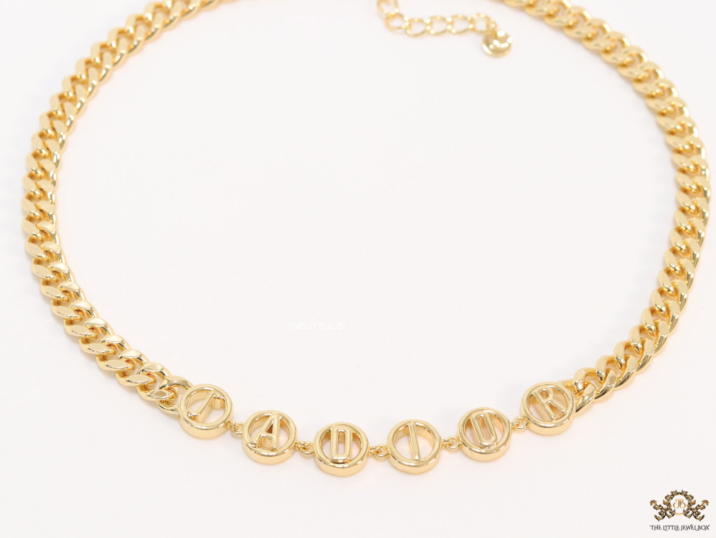 Gold plated alphabet link chain necklace