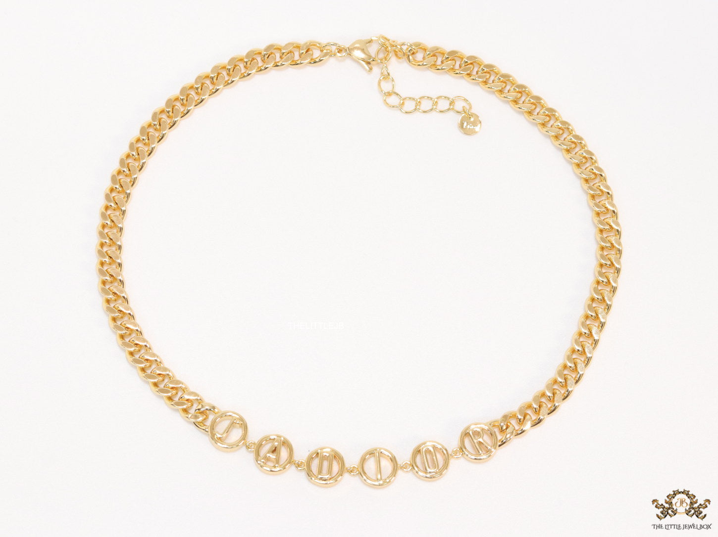 Gold plated alphabet link chain necklace