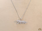 Platinum plated cubic zirconia panther pendant on sleek Platinum plated chain